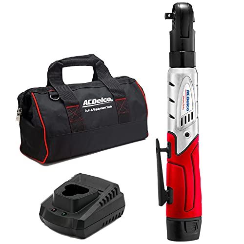 12V Angled 55 ft-lb Cordless 3/8��� Ratchet Wrench Tool Set with Carrying Case