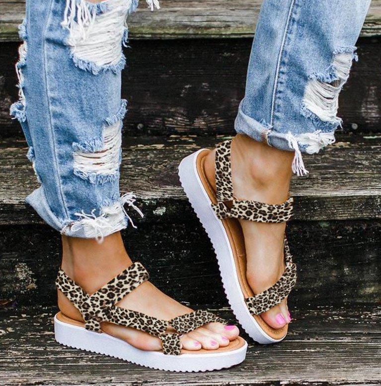 Women Casual Summer Daily Comfy Magic Tape Sandals