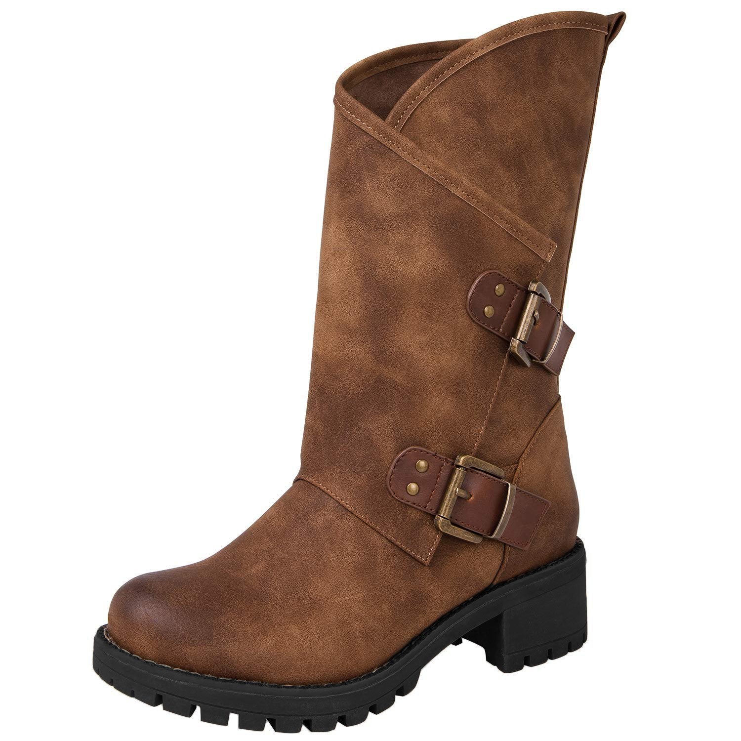 Women's Twisted Rider Fashion Boots Zipper Vintage Casual Low Heel Boots