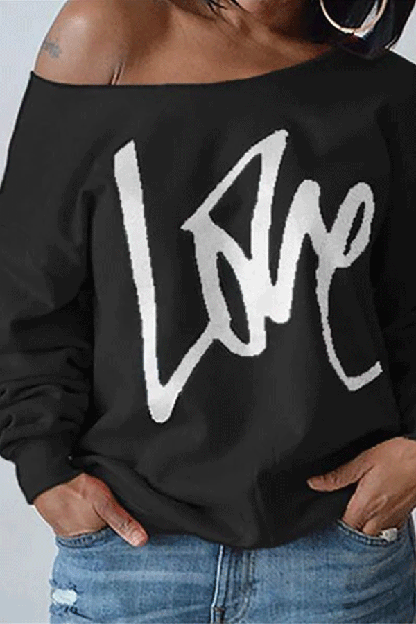 Fashion Letter Print Long Sleeve Sweater