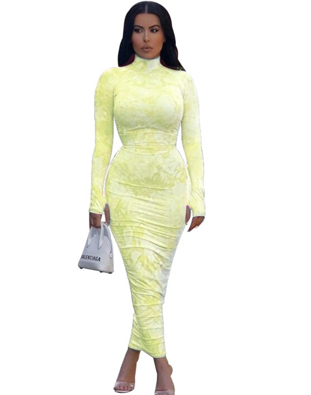 Tie Dye Sexy Long Curvy Dress with Full Sleeves