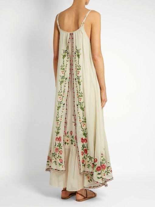 Bohemian embroidered suspender dress