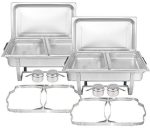 2 Chafer and Buffet Warmer Sets with Half Size Steam Pans and Folding Frame