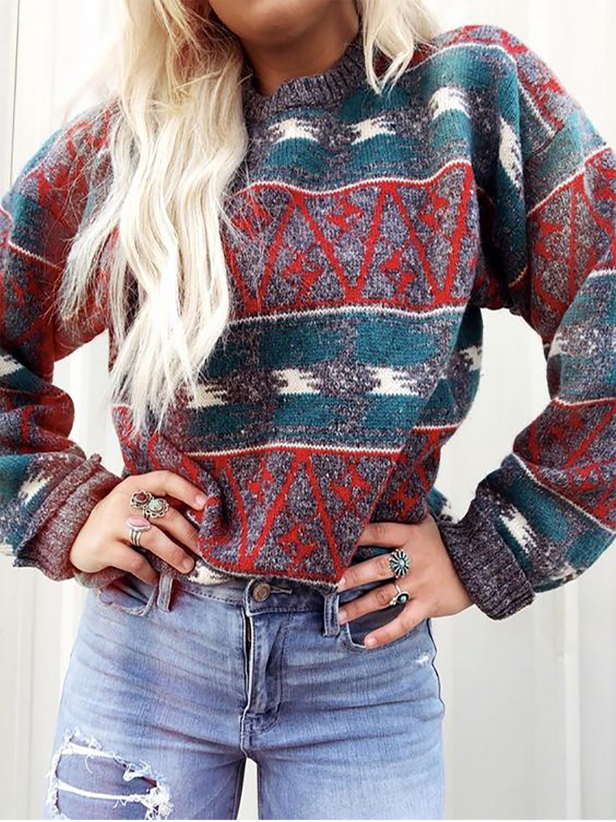 Long Sleeve Shift Casual Crew Neck Sweater