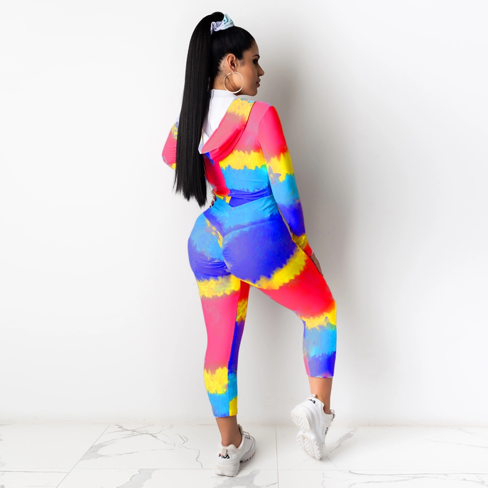 Tie Dye Long Sleeve Tight Tracksuit