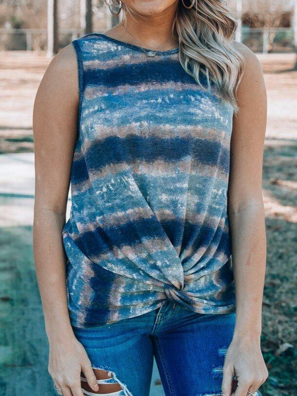 Paneled Casual Sleeveless Shirts & Tops