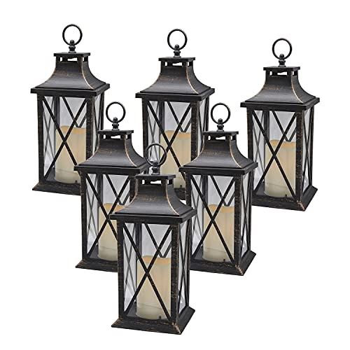 YAKii 14��� Plastic LED Candle & Holder, Indoor & Outdoor Hanging Lights/Pack of 6