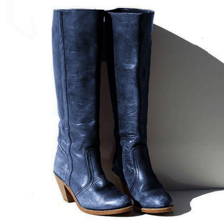 Women Round Toe Chunky Heel Boots