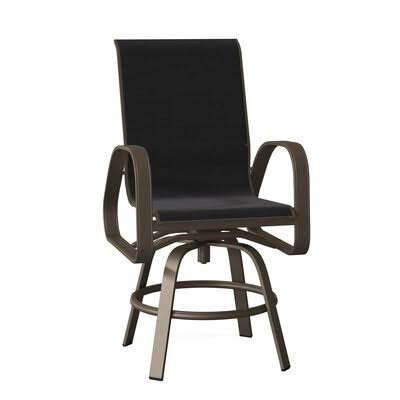Primera Swivel Patio Dining Armchair Telescope Casual Black 5D/Textured Snow 100x22H x 100x22W x 100x22D
