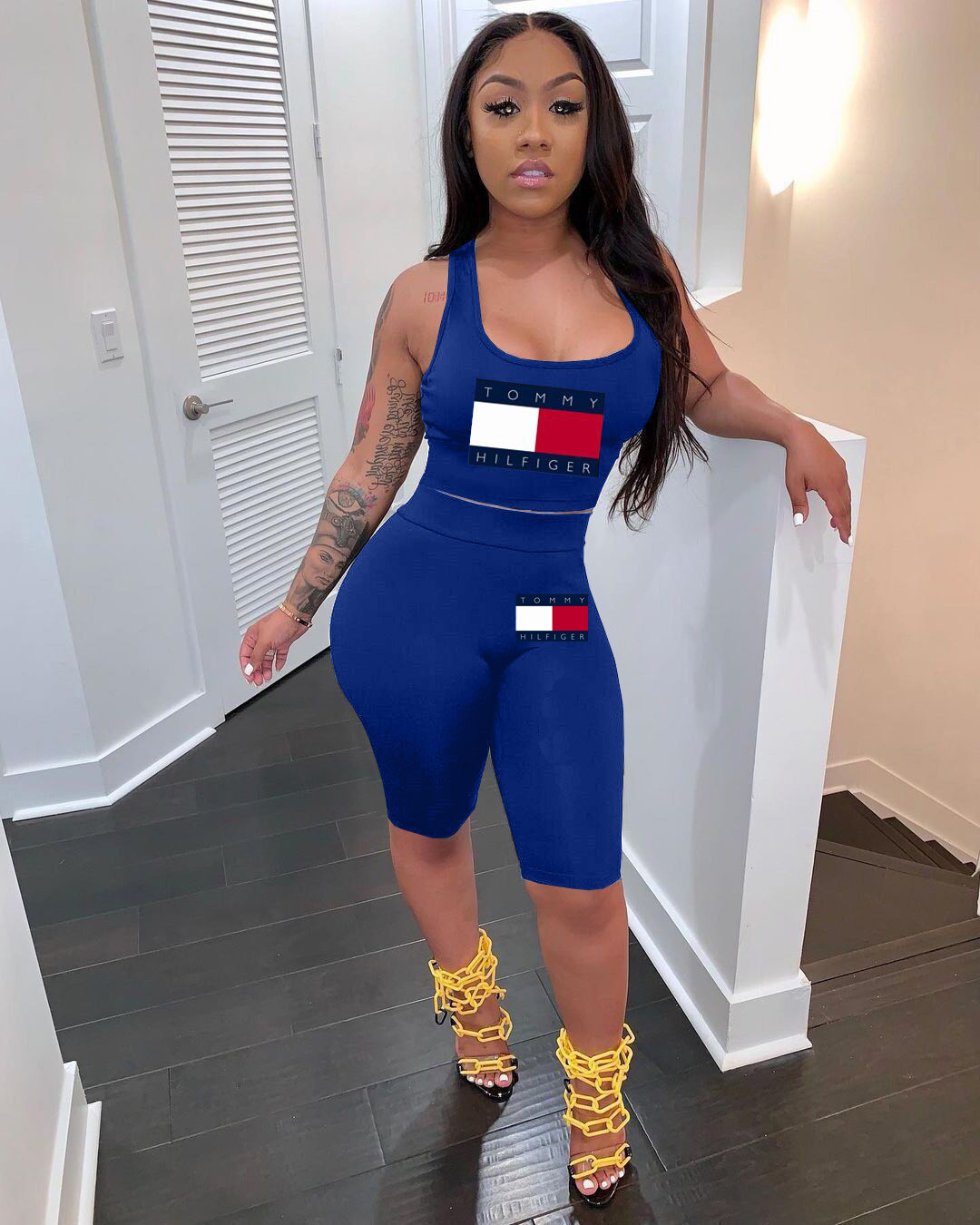 Solid color offset printing sports suit QY5063