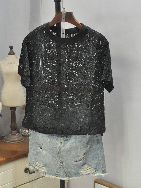 Casual Solid Round Neck Short Sleeve Tops