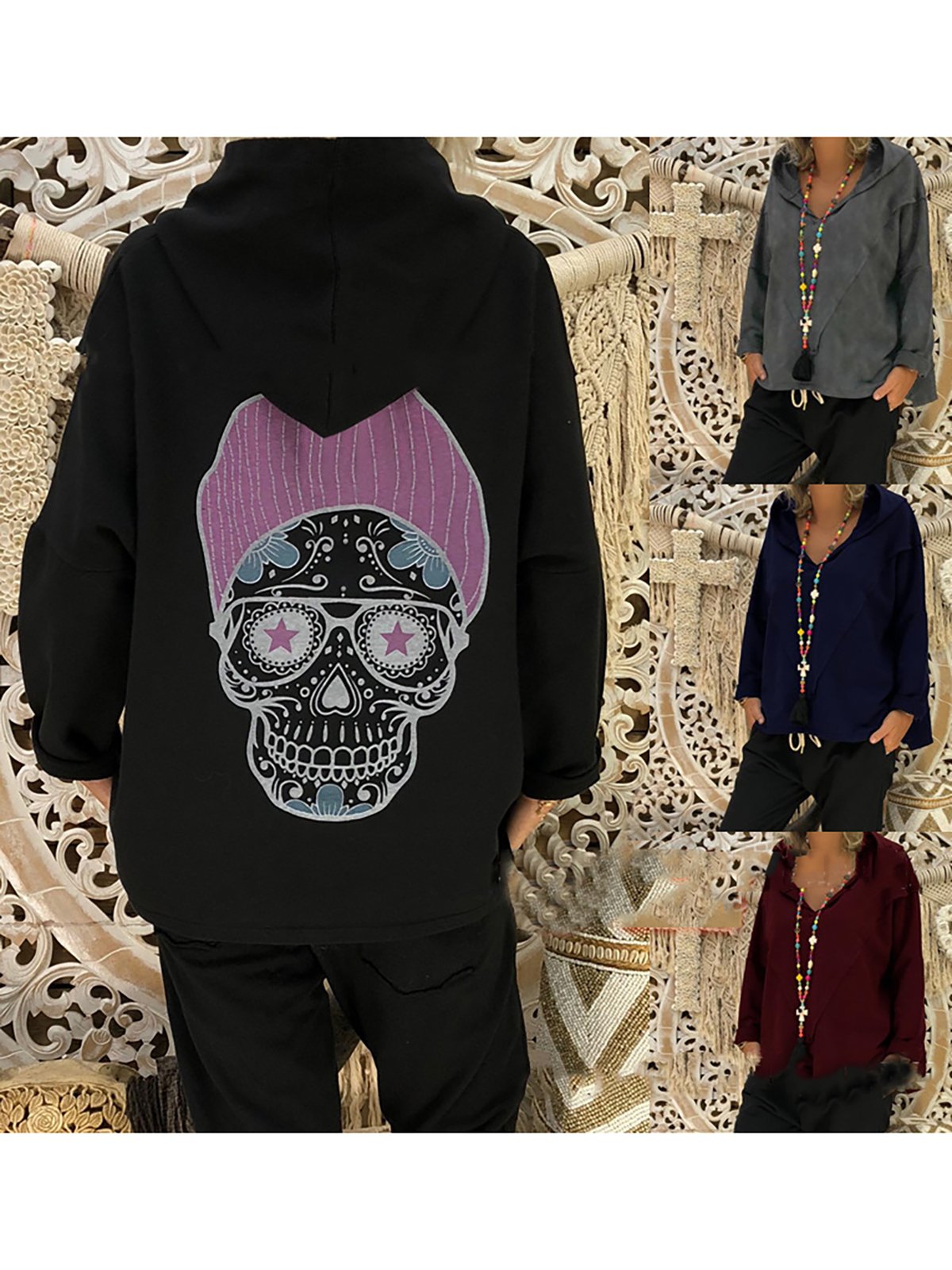 Long Sleeve Cotton-Blend Sweatshirts & Hoodies