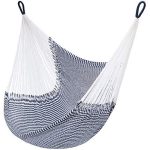 Handwoven Hanging Chair Hammock Swing, Eco-Luxe Weathersafe Hammocks by Yellow Leaf Hammocks, ��Vineyard Haven�� Hammock, Navy Blue & White, Fits 1 Person (330 lbs)