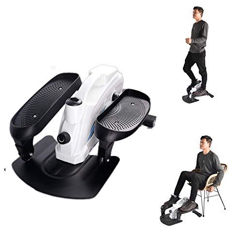 GREARDEN Under Desk Elliptical Machine, Mini Cycle Exercise Bike, Desk Elliptical Machine Trainer with Non-Slip Pedal- White and Black