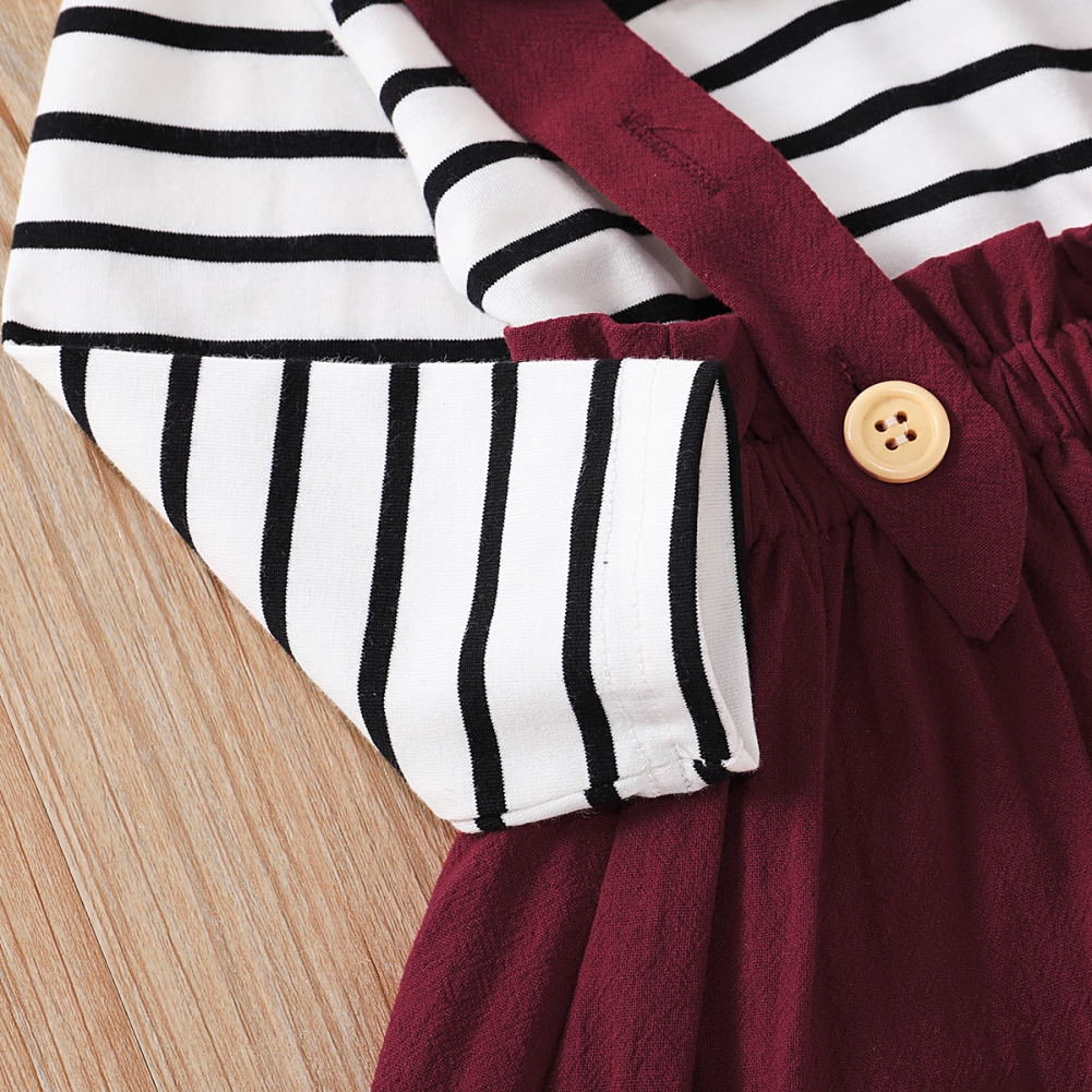 Kids Girl Print Long Sleeve Shirt and Bib Skirts