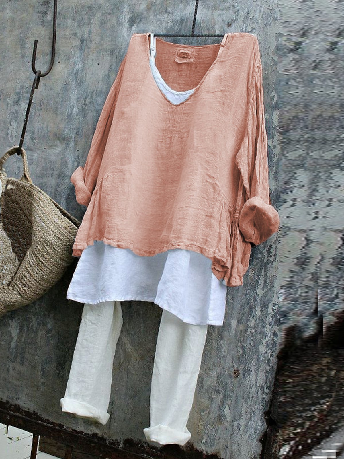 V Neck Long Sleeve Shirts & Tops