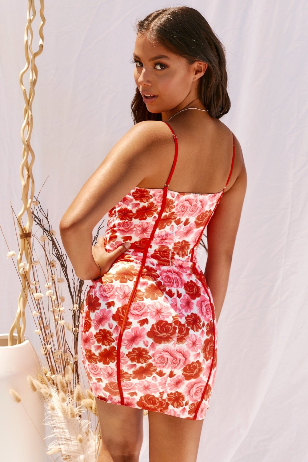 Sexy Vintage Floral Strap Mini Dress