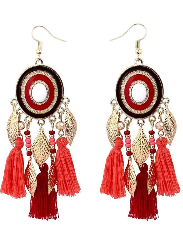 Colorful Long Tassel Big Statement Bohemian Earrings