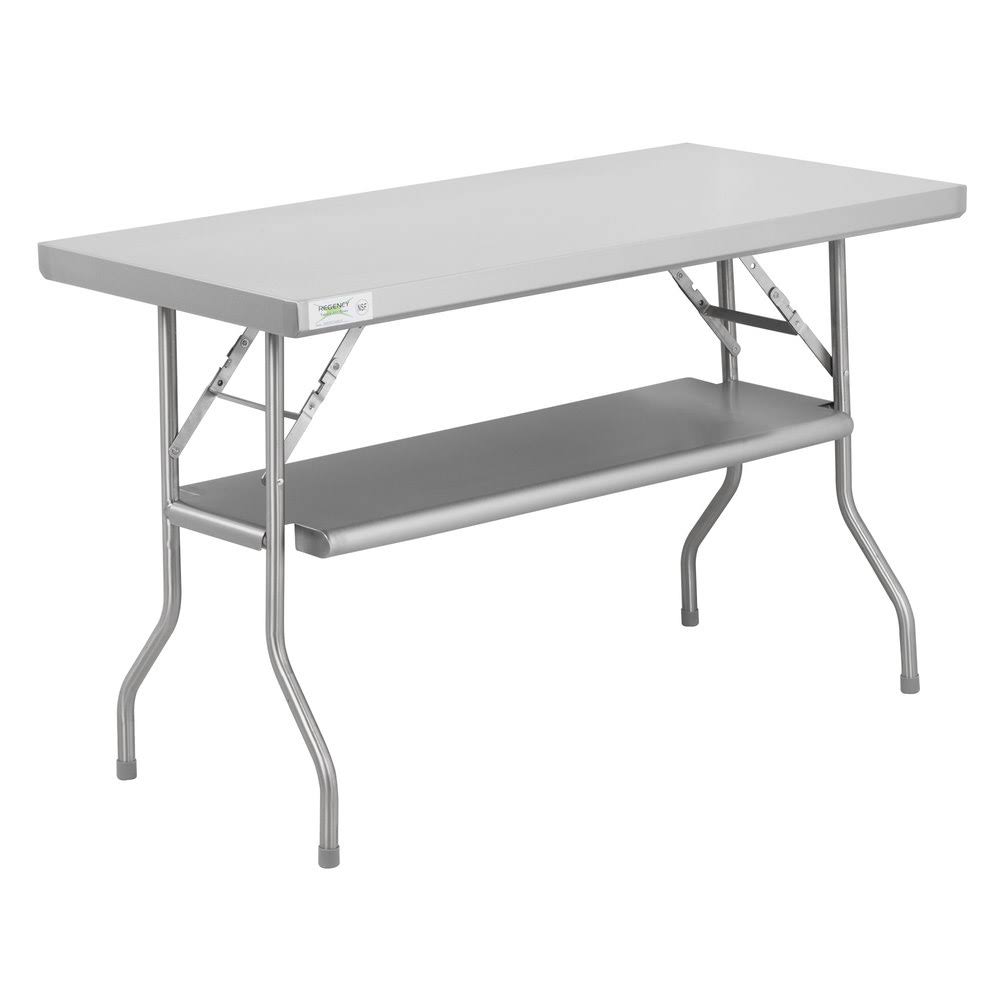 Regency 24x22 x 48x22 18-Gauge Stainless Steel Folding Work Table with Removable Undershelf