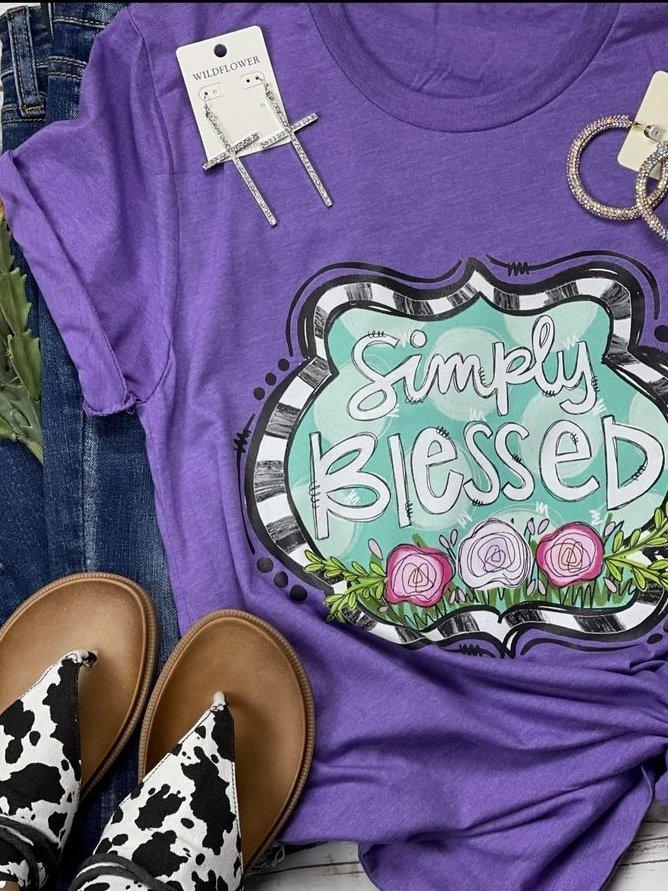 Floral Short Sleeve Shift Crew Neck Shirts & Tops