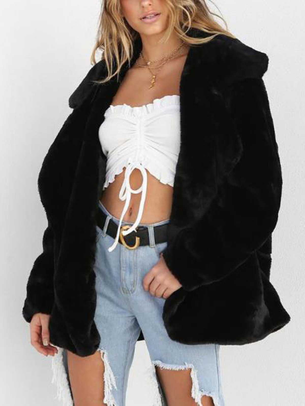 Sexy Lapel Long sleeved Jacket