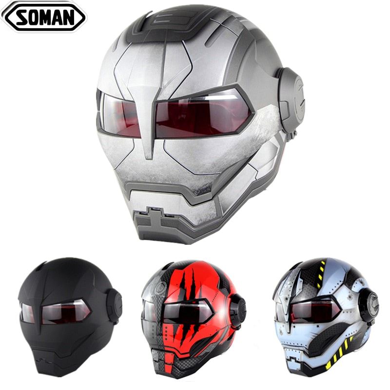 War Gray Motorcycle Helmet cool Style DOT Flip Up Casco IronMan Capacetes