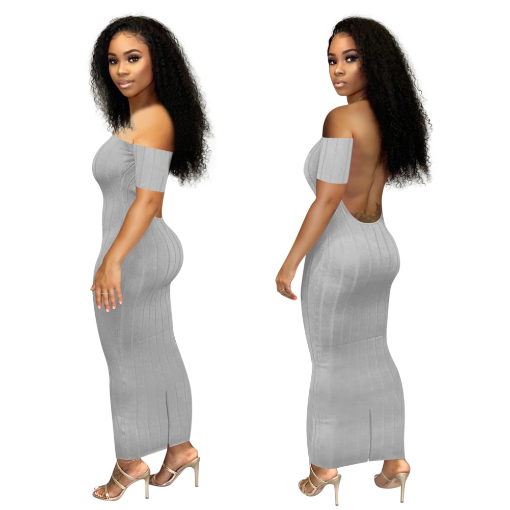 Sexy Backless Off Shoulder Long Curvy Dress