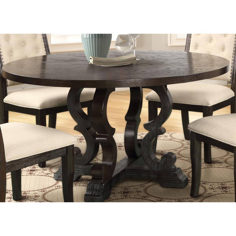 Best Master Furniture Rustic Dark Brown Round Dining Table