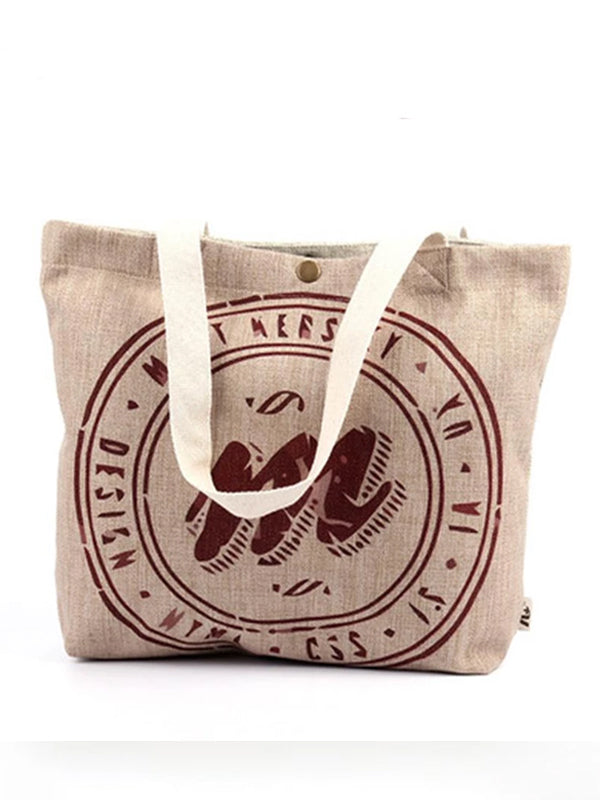 Letter Canvas Buttoned Casual Shoulder Bags