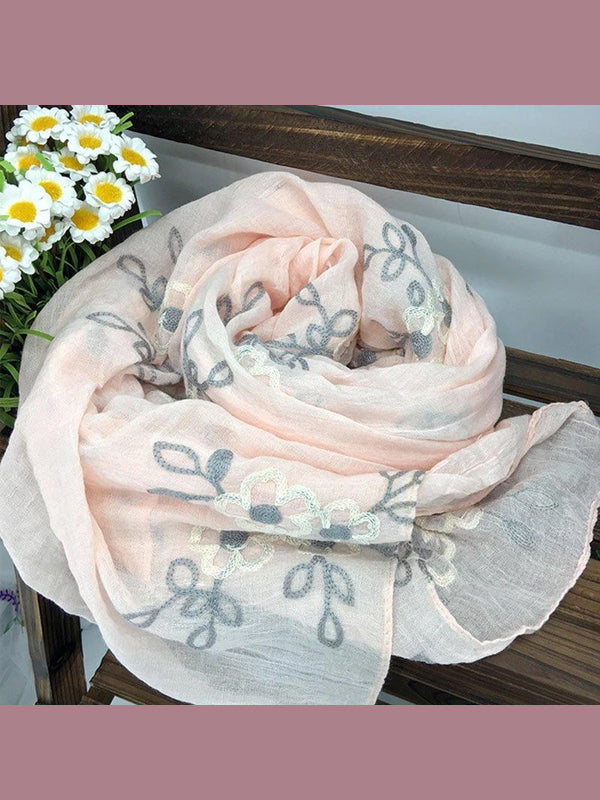 Women Embroidered Comfort Linen Scarves