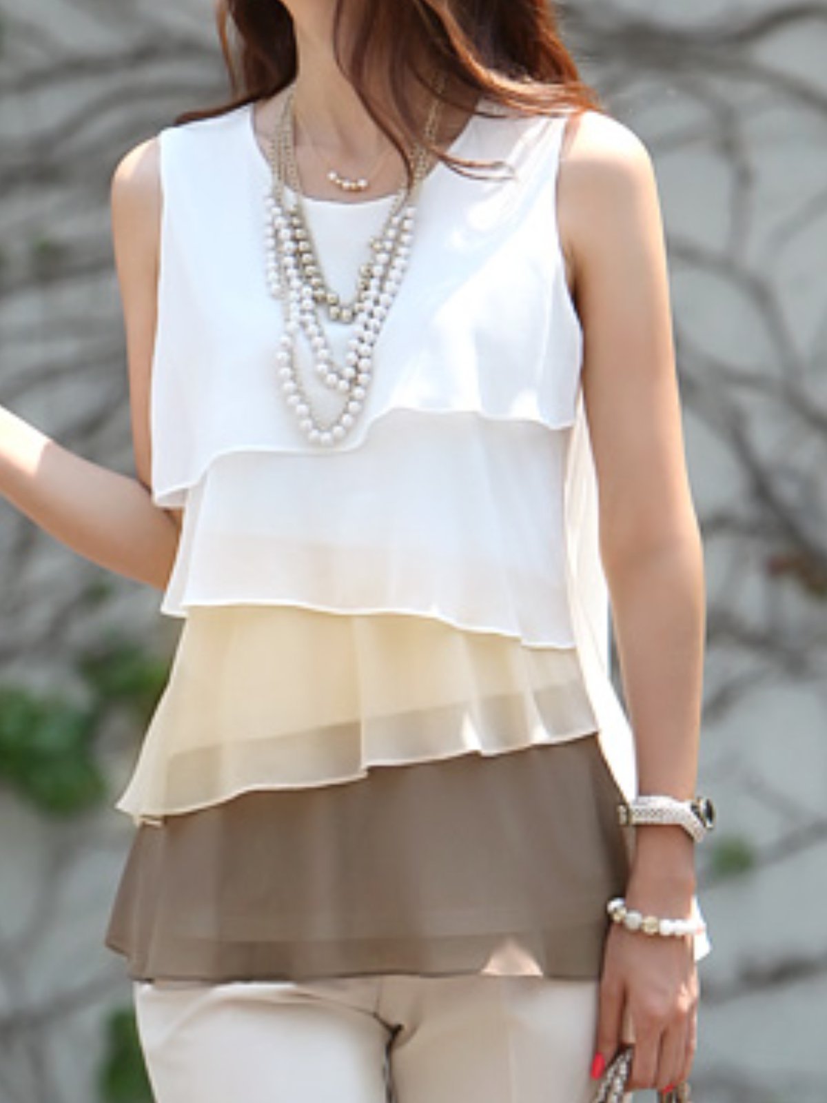 Paneled Casual Chiffon Shirts & Tops