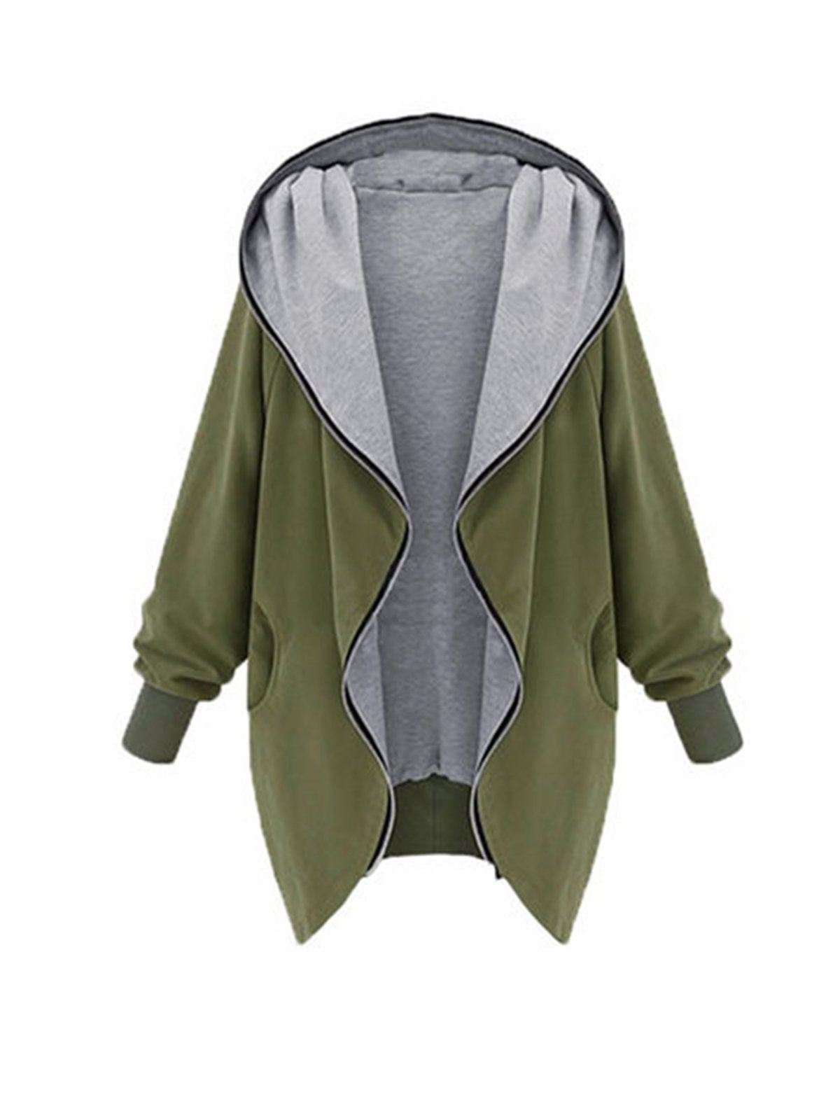 Women Solid Warm Zip Casual Coat