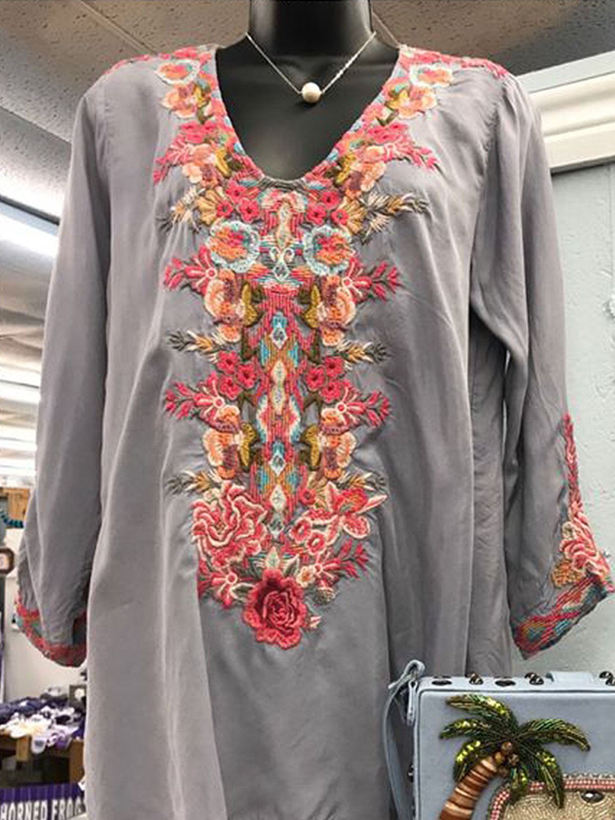 Printed V Neck Casual Long Sleeve Shirts & Tops