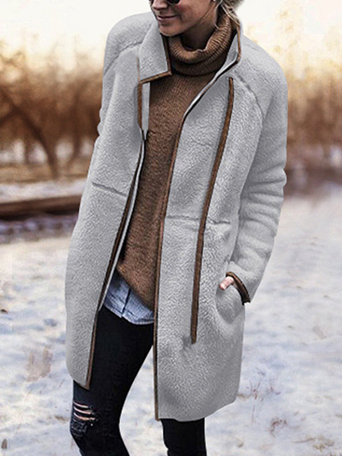 Solid Wool Blend Outdoor Coats