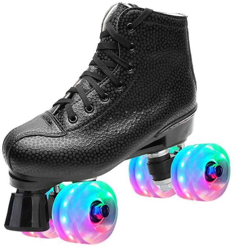 Beginner Roller Skates Women Indoor Outdoor Artistic Skates for Youth and Adults, 10 M US WOMAN / Blue with Light up Wheels