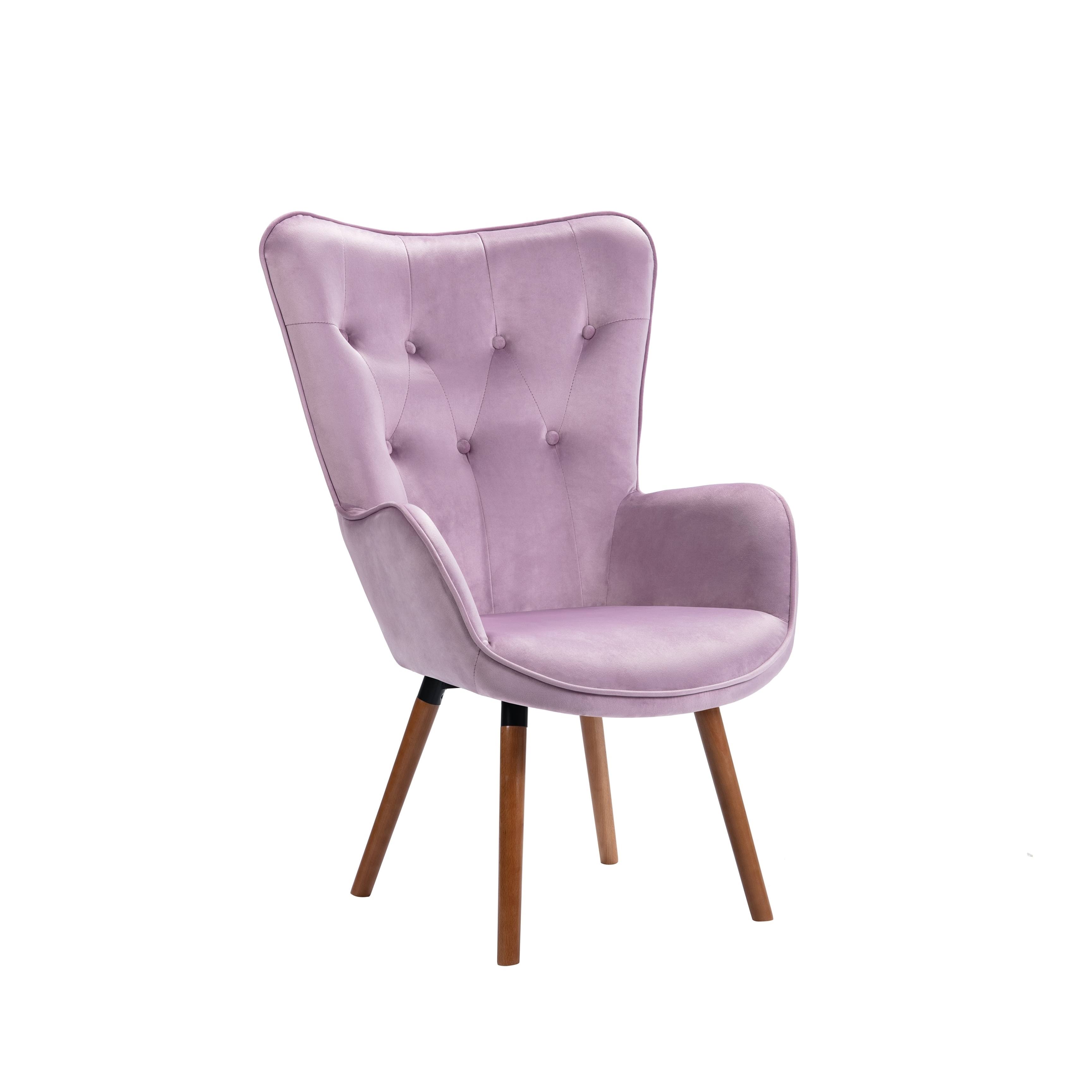 Porthos Home Fosco Arm Chairs for Living Room, Wingback in Velvet - Pink