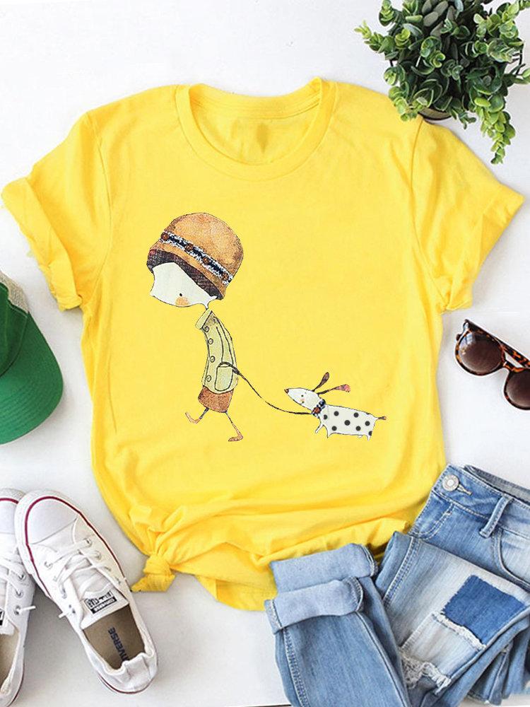 Round Neck Floral Cotton-Blend Shirts & Tops