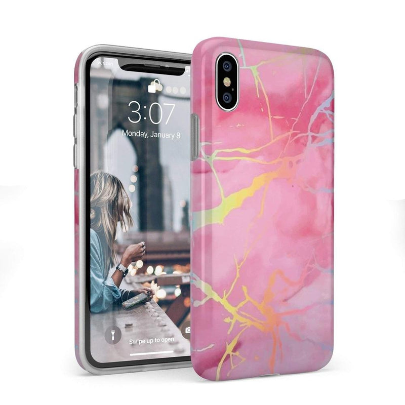 Cute Pink Marble Holo Case
