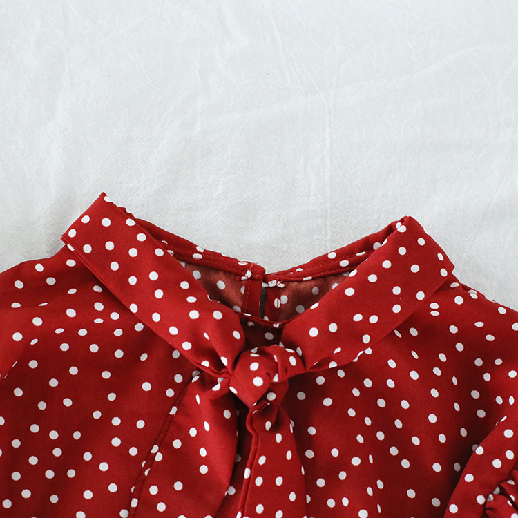 Toddler Girl Polka Dot Bowknot Long Sleeve Blouse