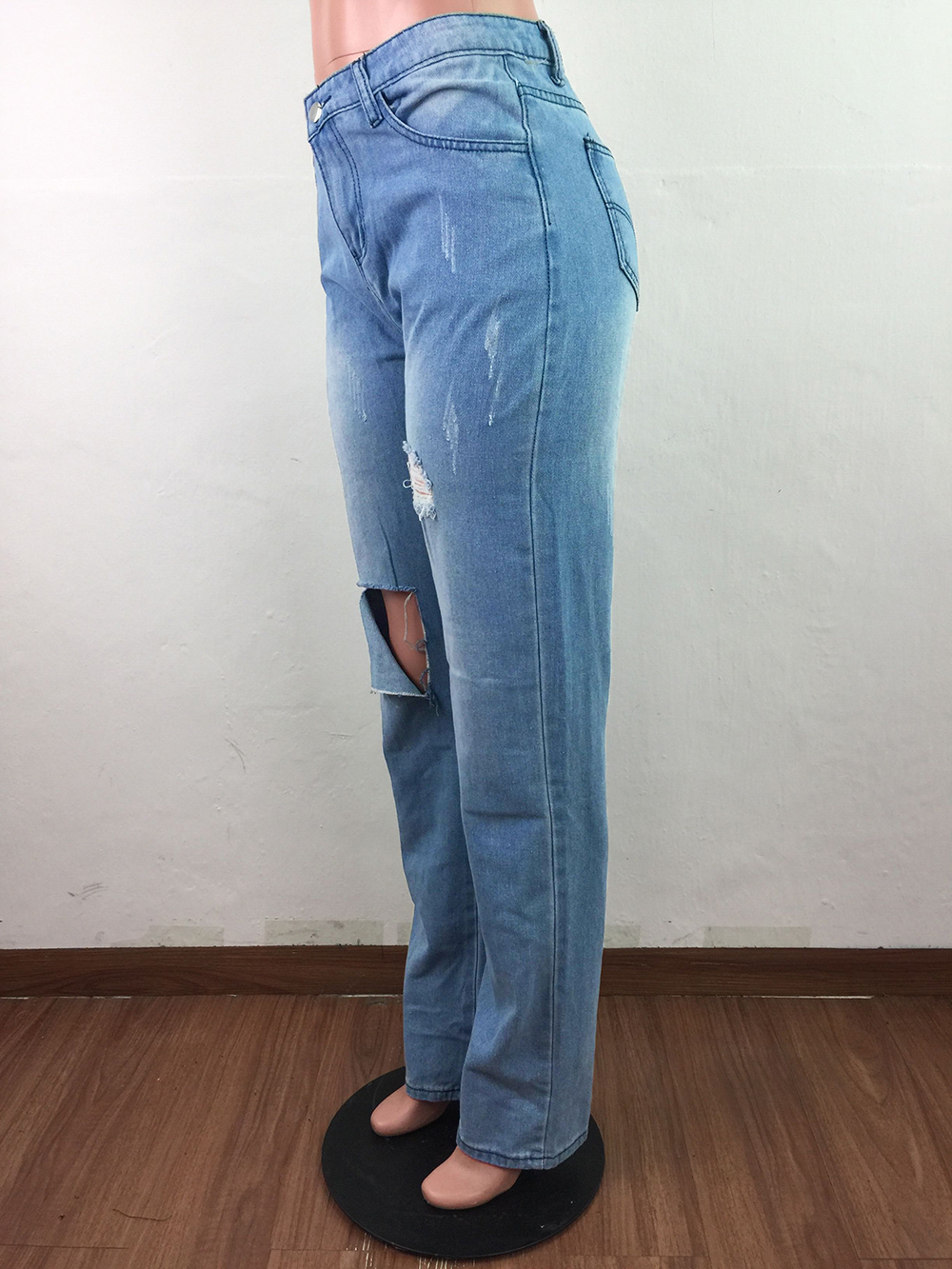 Autumn Stylish Lace Up Back Blue Jeans