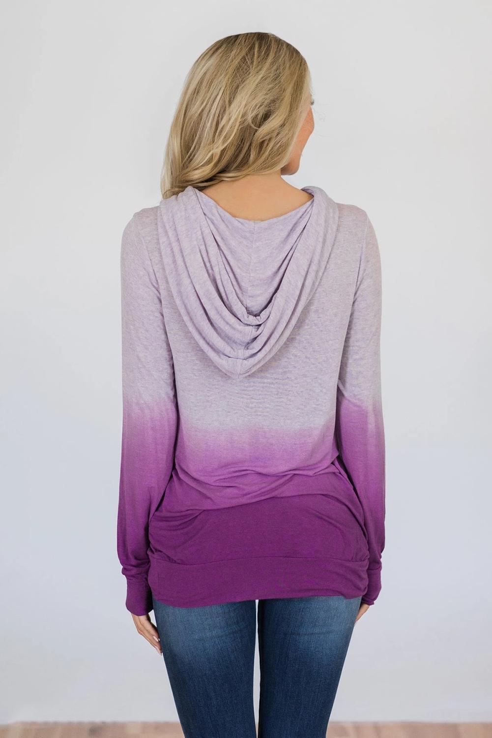 Purple Ombre Kangroo Pocket Pullover Hoodies