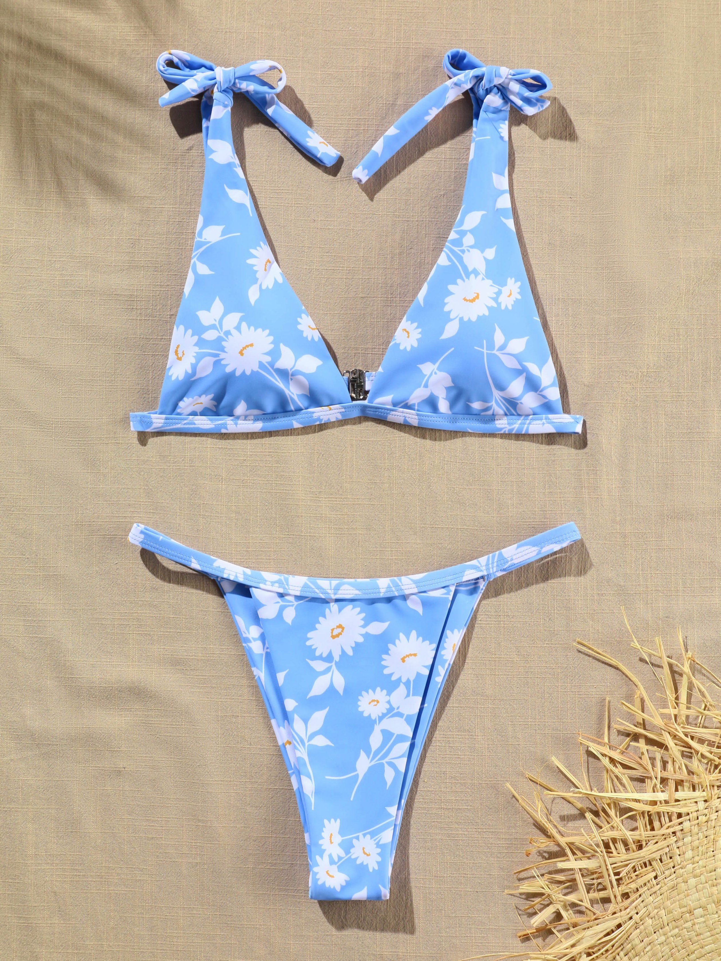 Flower Print Tie Shoulder Bikini