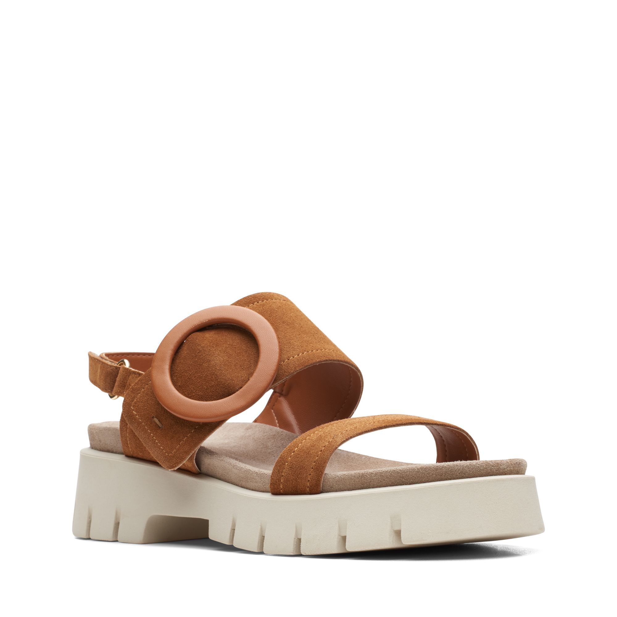 Women Sandals Motive Strap Tan Suede