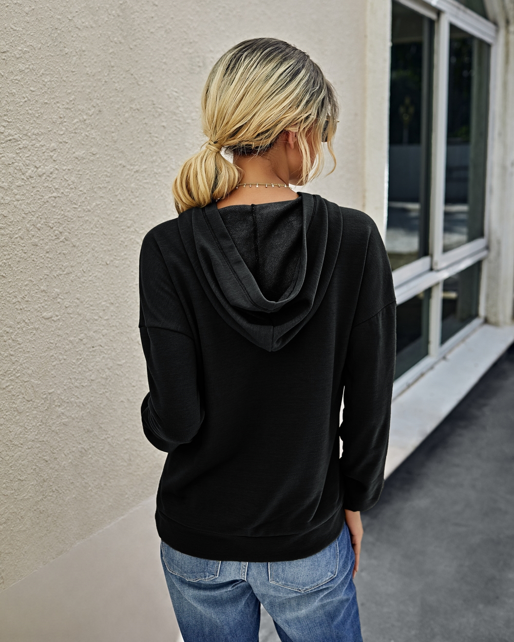 Autumn Solid Color Pocket Hoodie Shirt