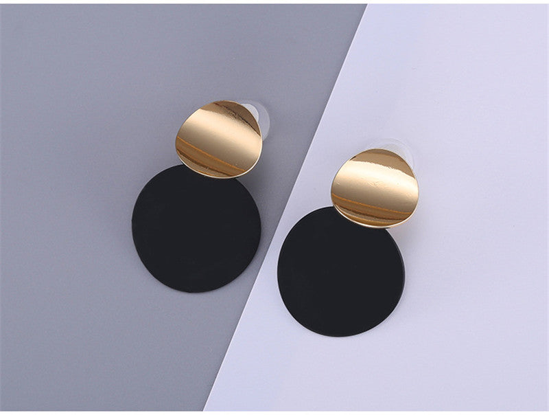 Fashion Geometric Round Stud Double Circle Earrings