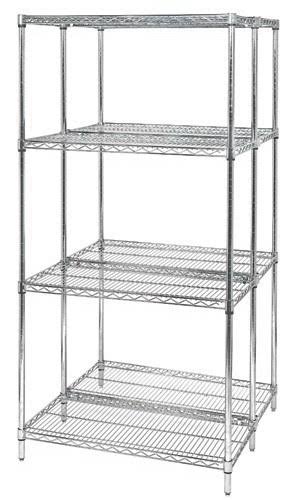 Quantum Storage Systems, 63 inch Wire 4-Shelf Add-On Unit in Chrome Finish - AD63-2430C