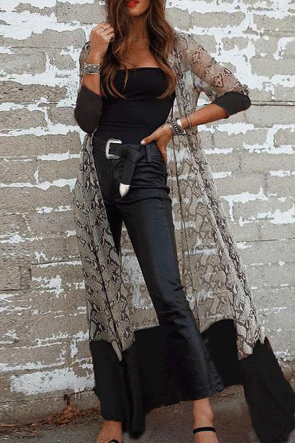 2019 Snake Pattern Printed Split Joint Beach Cardigan