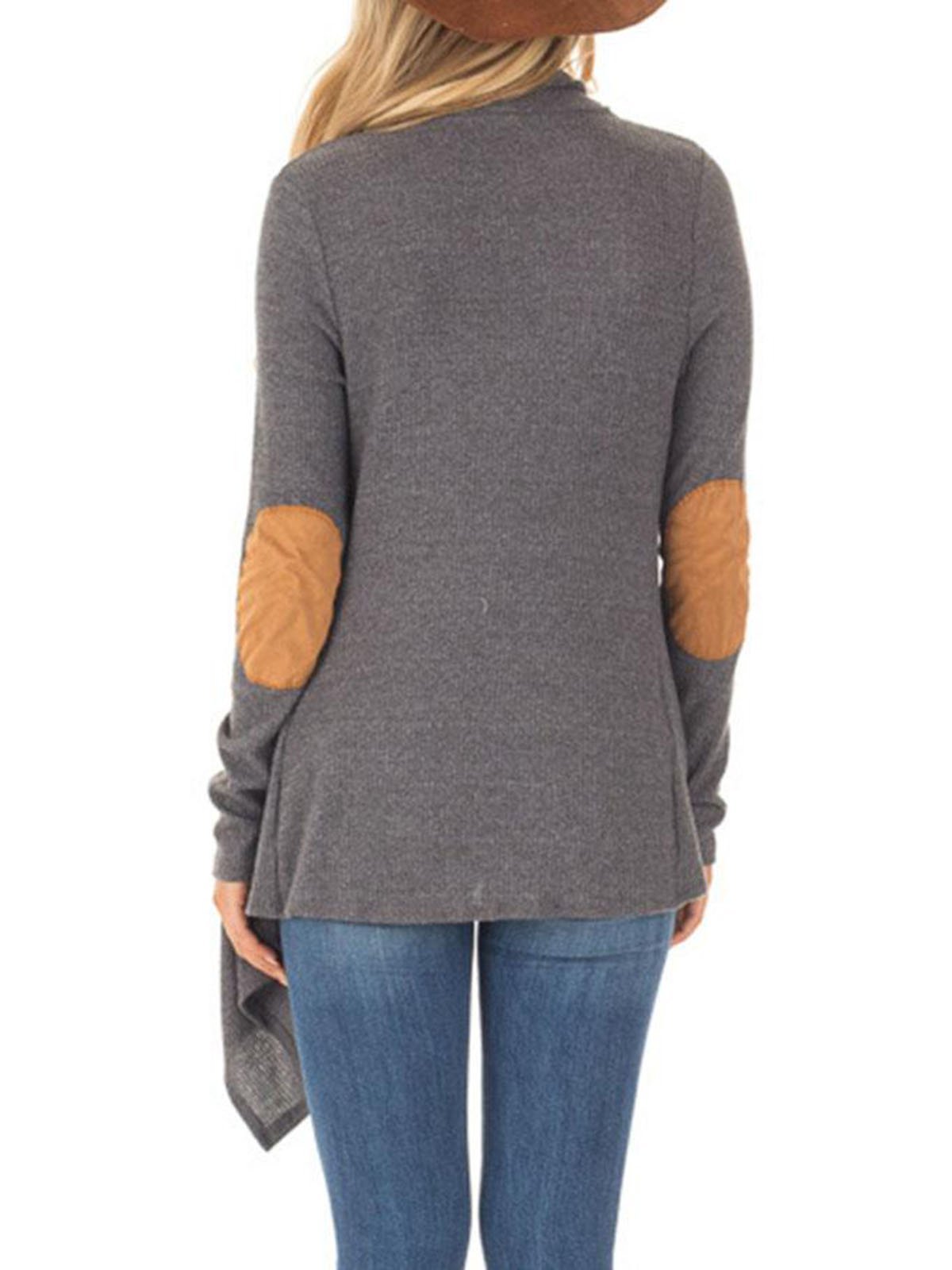 Asymmetric Hem Single Button Patchwork Cardigans