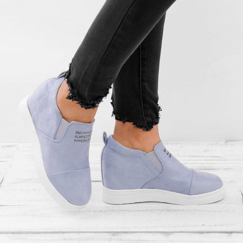 Women Faux Suede Wedge heel Sneakers Slip on Breathable Shoes