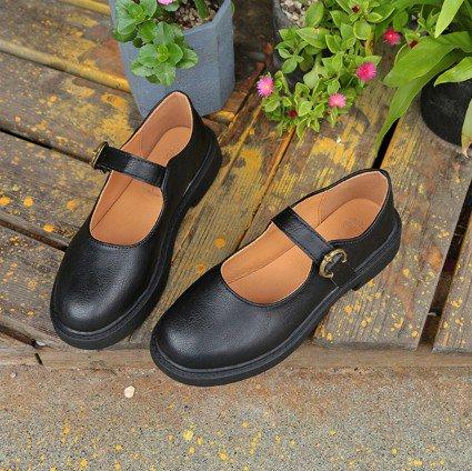 Mary Jane Spring/Fall PU Daily Adjustable Buckle Retro Flats